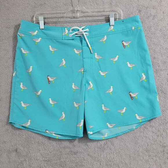 Chubbies Mens Seagull Print Swim Trunks Size 36 x9.5 Turquoise - Picture 1 of 5